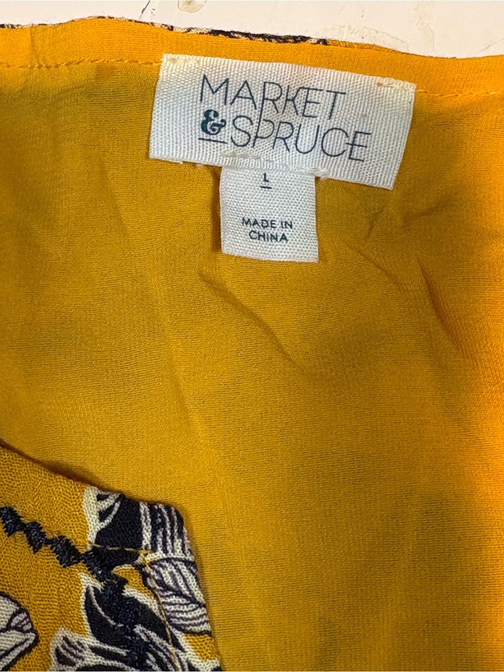 Market & Spruce Auria Embroidered Dress in yellow and navy large - Picture 12 of 13